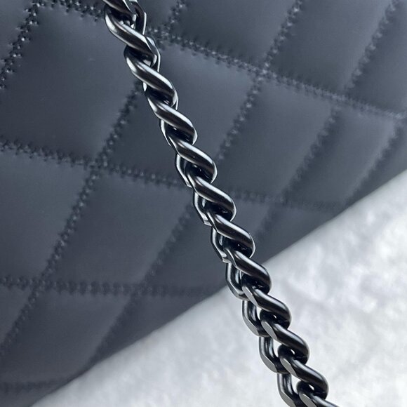 Tory Burch Black Matte Quilted Tote Bag - Picture 11 of 11